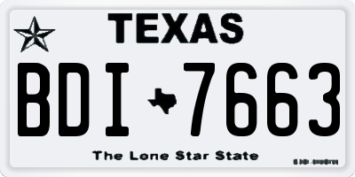 TX license plate BDI7663