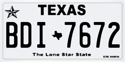 TX license plate BDI7672