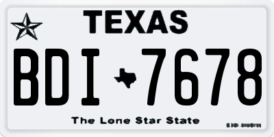 TX license plate BDI7678