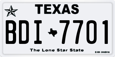 TX license plate BDI7701