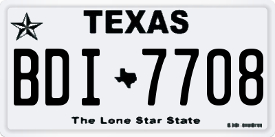 TX license plate BDI7708