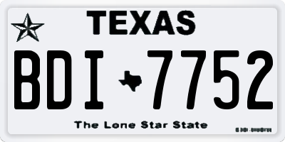TX license plate BDI7752
