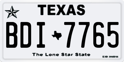 TX license plate BDI7765