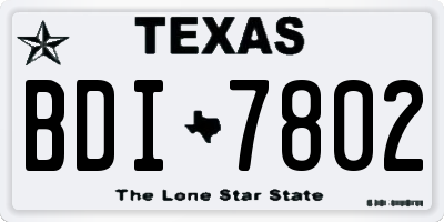TX license plate BDI7802