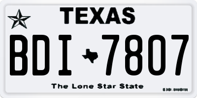 TX license plate BDI7807