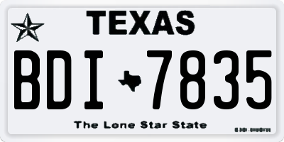 TX license plate BDI7835
