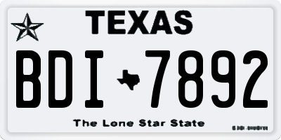 TX license plate BDI7892
