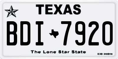 TX license plate BDI7920