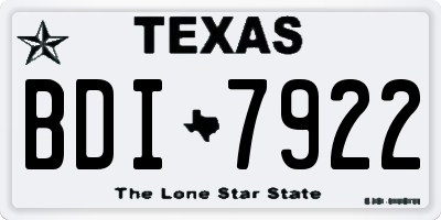TX license plate BDI7922