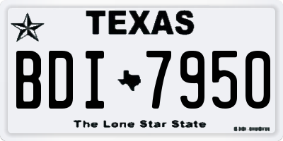 TX license plate BDI7950