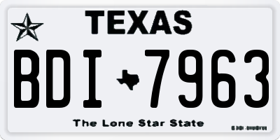 TX license plate BDI7963