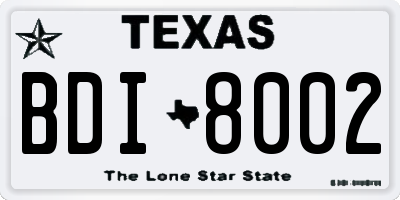 TX license plate BDI8002