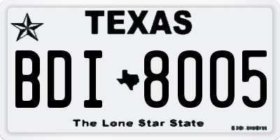 TX license plate BDI8005