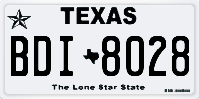 TX license plate BDI8028