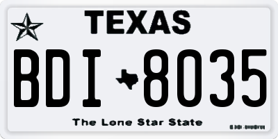TX license plate BDI8035