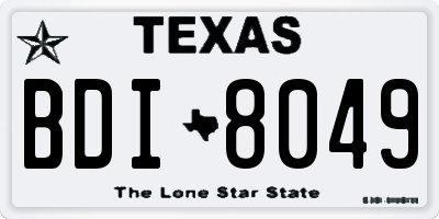 TX license plate BDI8049