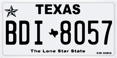 TX license plate BDI8057