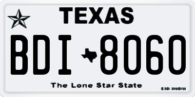 TX license plate BDI8060