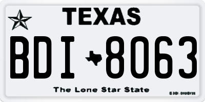 TX license plate BDI8063