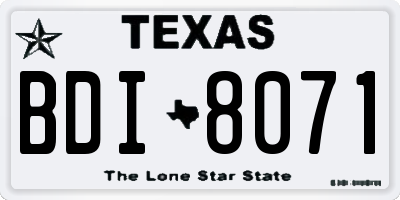 TX license plate BDI8071