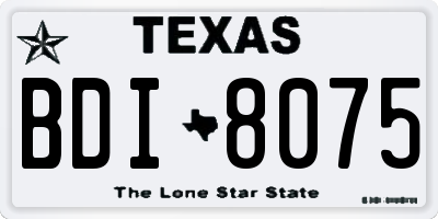 TX license plate BDI8075