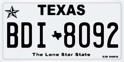 TX license plate BDI8092