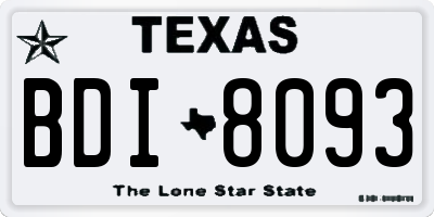 TX license plate BDI8093