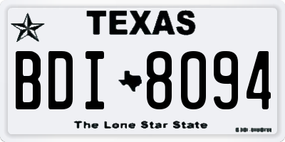 TX license plate BDI8094