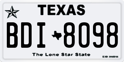 TX license plate BDI8098