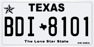 TX license plate BDI8101