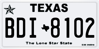 TX license plate BDI8102