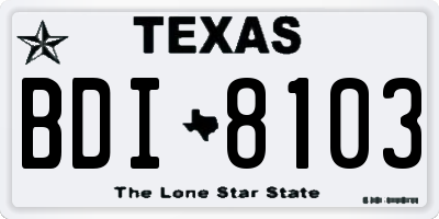TX license plate BDI8103