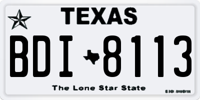 TX license plate BDI8113