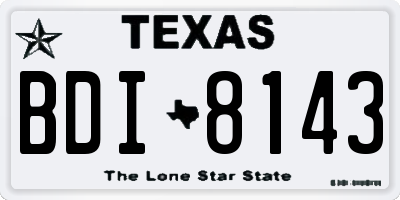 TX license plate BDI8143