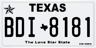 TX license plate BDI8181