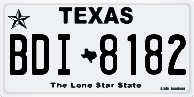 TX license plate BDI8182