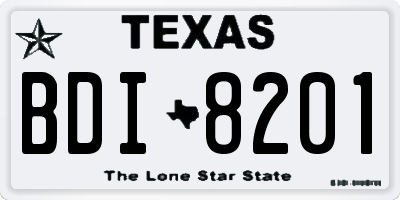 TX license plate BDI8201