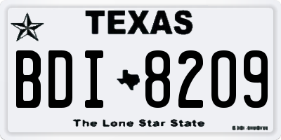 TX license plate BDI8209