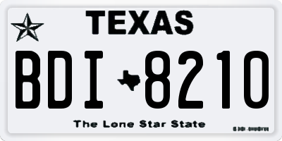 TX license plate BDI8210