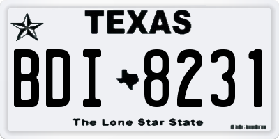 TX license plate BDI8231