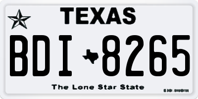 TX license plate BDI8265