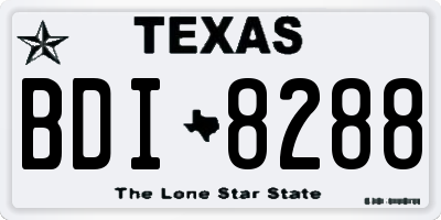 TX license plate BDI8288