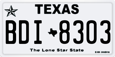 TX license plate BDI8303
