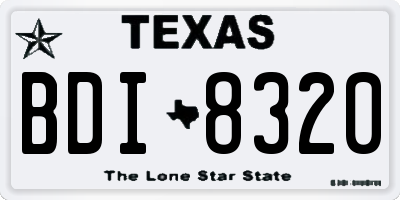TX license plate BDI8320