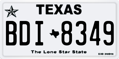 TX license plate BDI8349