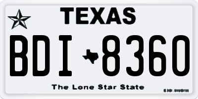 TX license plate BDI8360