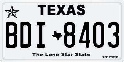 TX license plate BDI8403