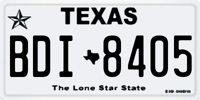 TX license plate BDI8405