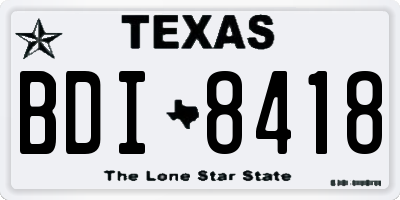 TX license plate BDI8418