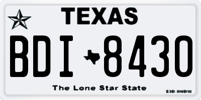 TX license plate BDI8430